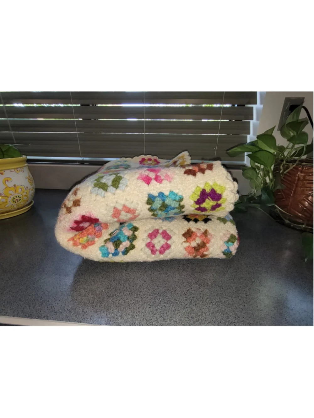 Vintage Handmade Crochet Granny Square Afghan Blanket Multicolor 50x53